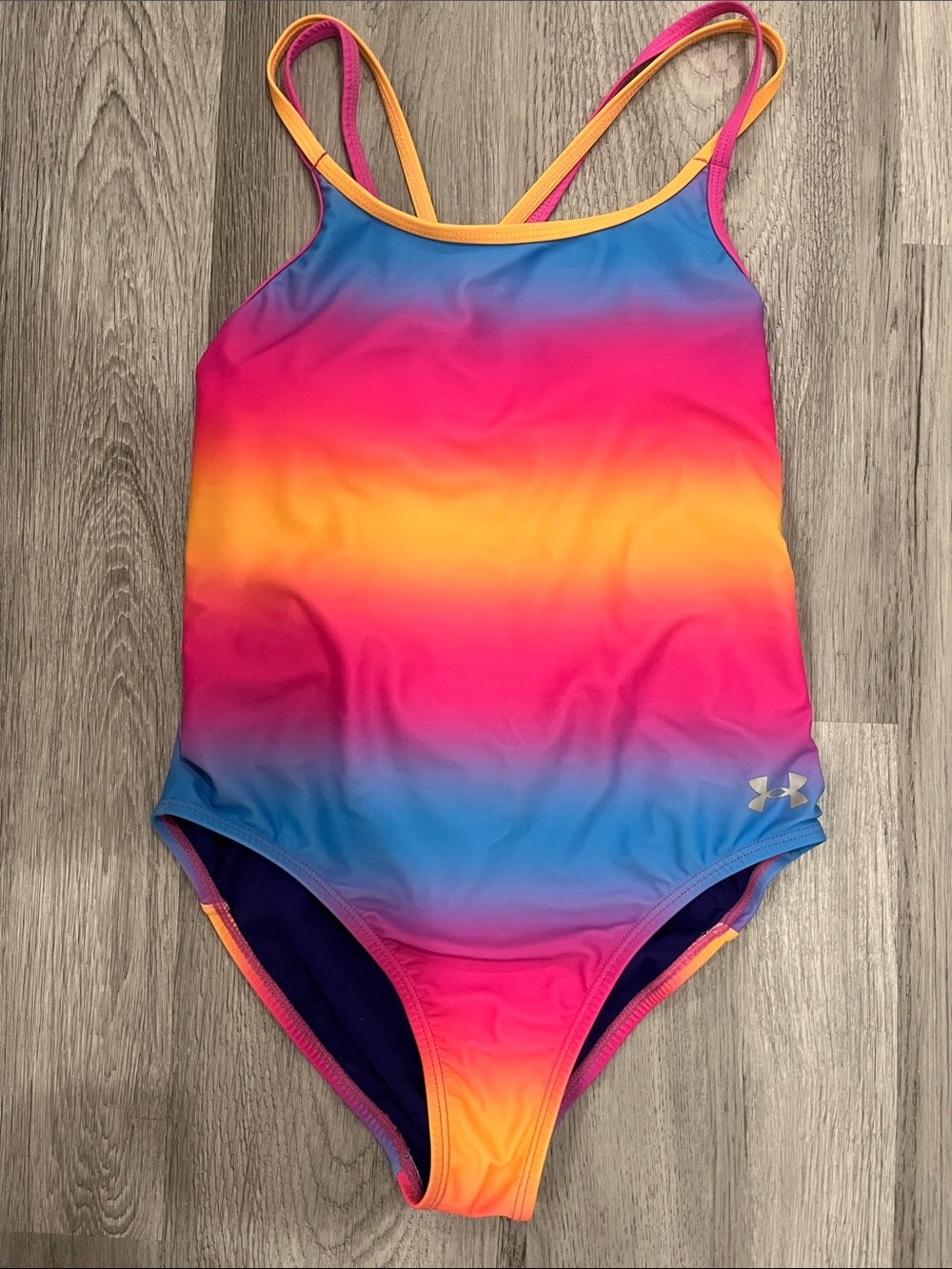 Under Armour Girls' Ombre Rainbow One-Piece Swimsuit - Pink/Blue/Orange